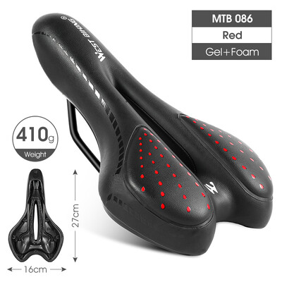 WEST BIKING MTB Gel Comfort Bicycle Saddle Foam Road Bike Ανώδυνο κάθισμα PU Δερμάτινο Ευέλικτο ποδηλατικό BMX Ανταλλακτικά ποδηλάτου σέλας