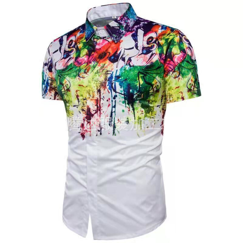 Nauji vasaros laisvalaikio mados atvartas trumpomis rankovėmis rašalo purslų grafiti marginti marškinėliai 