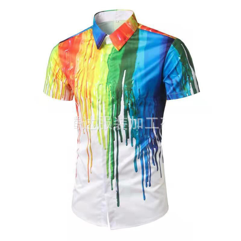 Nauji vasaros laisvalaikio mados atvartas trumpomis rankovėmis rašalo purslų grafiti marginti marškinėliai 