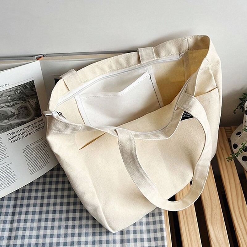 Moteriškas drobinis krepšys Vienspalvis dizainerio moteriškas laisvalaikio rankinė per petį Didelės talpos medvilninis daugkartinis pirkinių paplūdimio krepšys