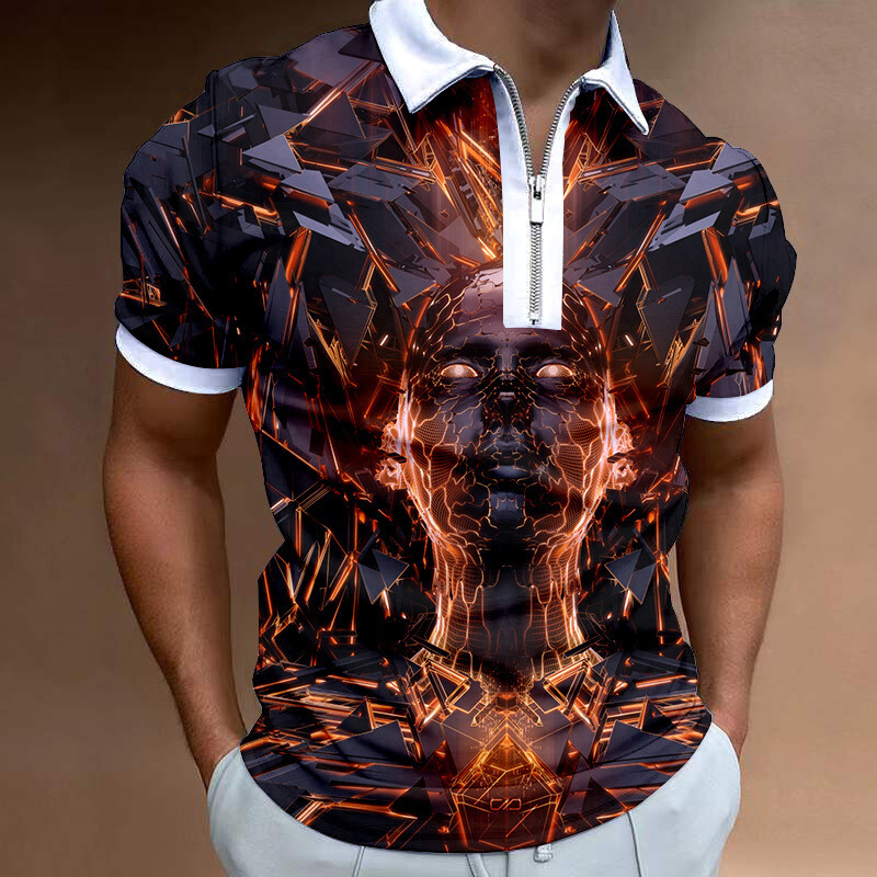 2023 m. nauji Europos ir Amerikos tarpvalstybiniai vyrų laisvalaikio 3D skaitmeninio spausdinimo laisvi trumpomis rankovėmis POLO marškinėliai 