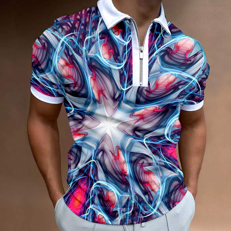 2023 m. nauji Europos ir Amerikos tarpvalstybiniai vyrų laisvalaikio 3D skaitmeninio spausdinimo laisvi trumpomis rankovėmis POLO marškinėliai 