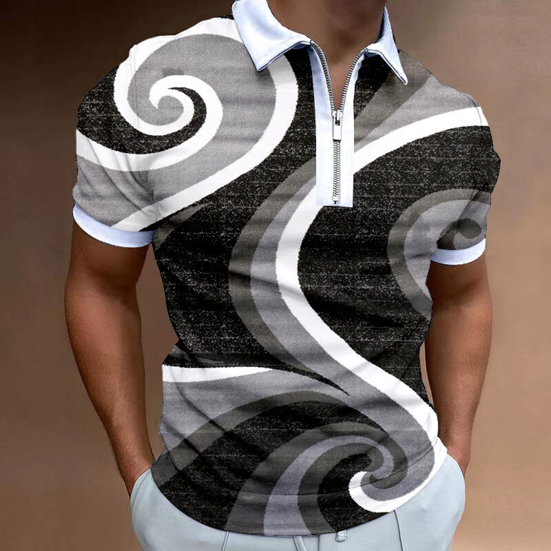 2023 m. nauji Europos ir Amerikos tarpvalstybiniai vyrų laisvalaikio 3D skaitmeninio spausdinimo laisvi trumpomis rankovėmis POLO marškinėliai 