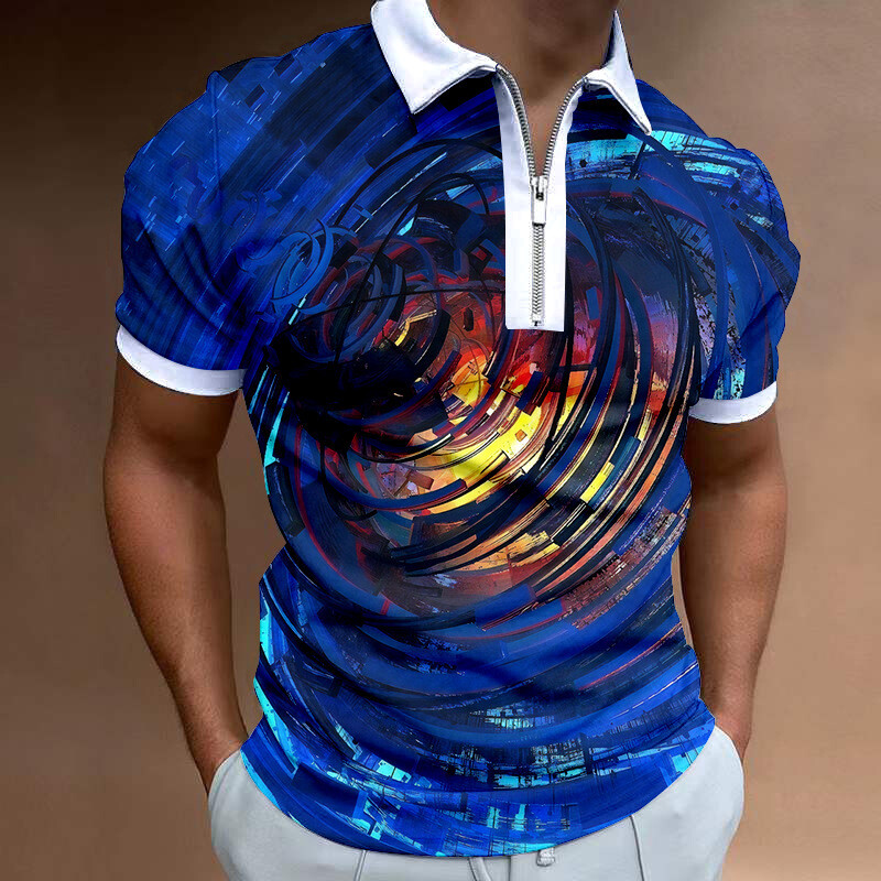 2023 m. nauji Europos ir Amerikos tarpvalstybiniai vyrų laisvalaikio 3D skaitmeninio spausdinimo laisvi trumpomis rankovėmis POLO marškinėliai 