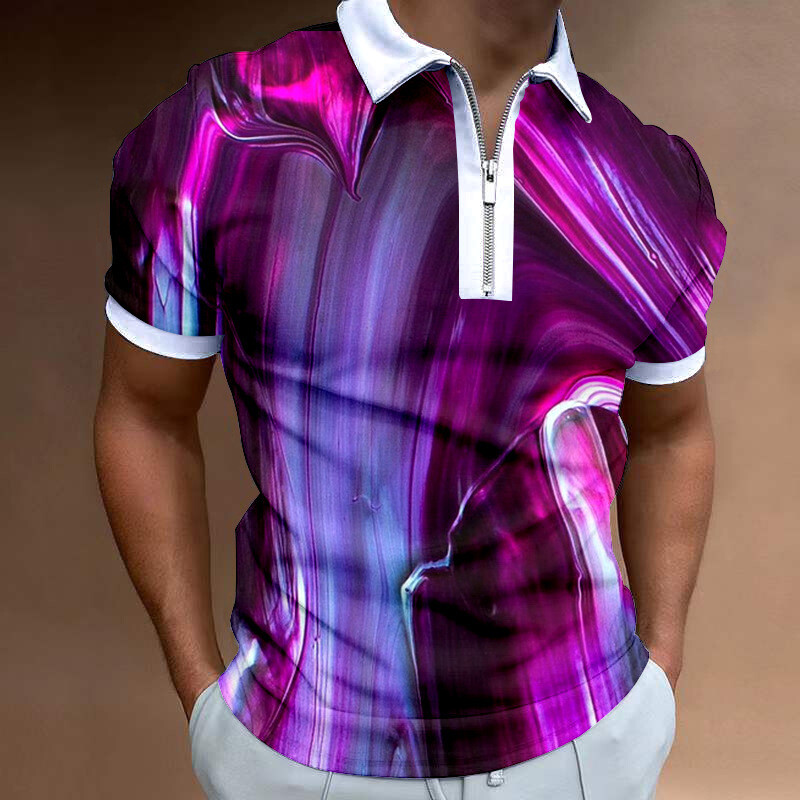 2023 m. nauji Europos ir Amerikos tarpvalstybiniai vyrų laisvalaikio 3D skaitmeninio spausdinimo laisvi trumpomis rankovėmis POLO marškinėliai 