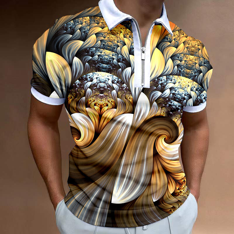 2023 m. nauji Europos ir Amerikos tarpvalstybiniai vyrų laisvalaikio 3D skaitmeninio spausdinimo laisvi trumpomis rankovėmis POLO marškinėliai 