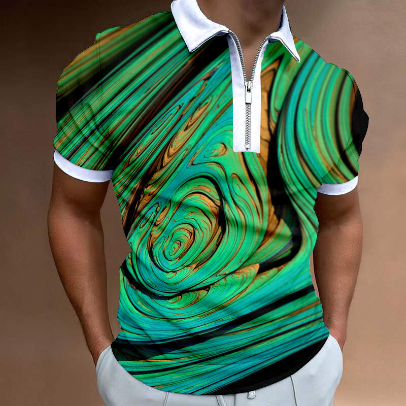2023 m. nauji Europos ir Amerikos tarpvalstybiniai vyrų laisvalaikio 3D skaitmeninio spausdinimo laisvi trumpomis rankovėmis POLO marškinėliai 
