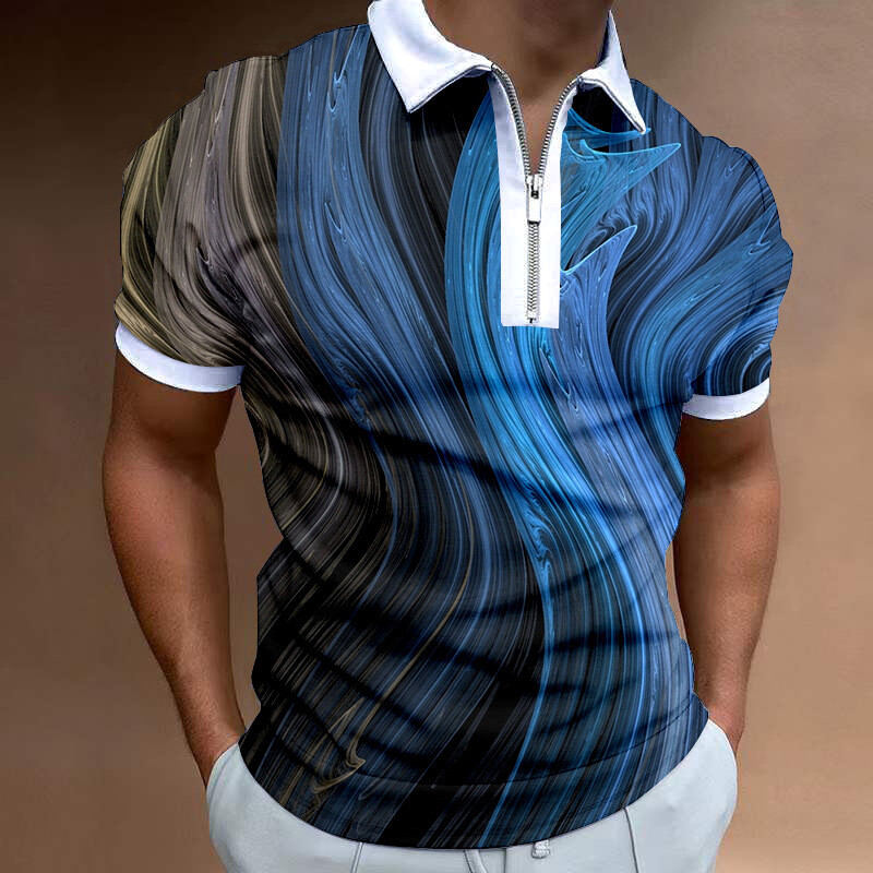 2023 m. nauji Europos ir Amerikos tarpvalstybiniai vyrų laisvalaikio 3D skaitmeninio spausdinimo laisvi trumpomis rankovėmis POLO marškinėliai 