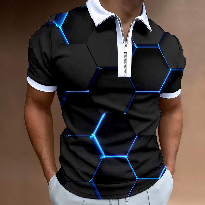 2023 m. nauji Europos ir Amerikos tarpvalstybiniai vyrų laisvalaikio 3D skaitmeninio spausdinimo laisvi trumpomis rankovėmis POLO marškinėliai 