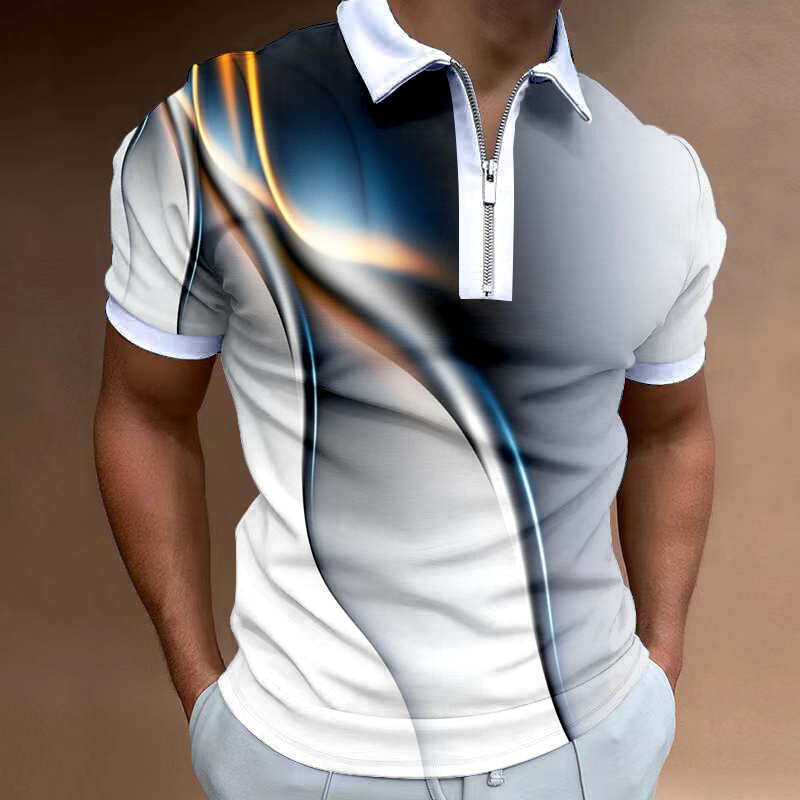 2023 m. nauji Europos ir Amerikos tarpvalstybiniai vyrų laisvalaikio 3D skaitmeninio spausdinimo laisvi trumpomis rankovėmis POLO marškinėliai 