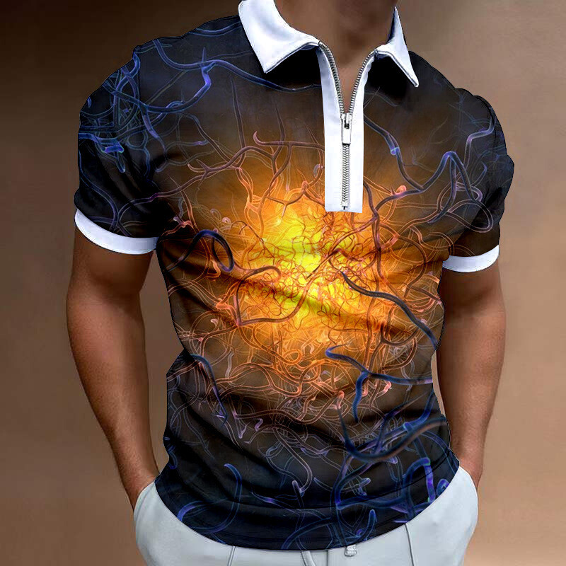 2023 m. nauji Europos ir Amerikos tarpvalstybiniai vyrų laisvalaikio 3D skaitmeninio spausdinimo laisvi trumpomis rankovėmis POLO marškinėliai 