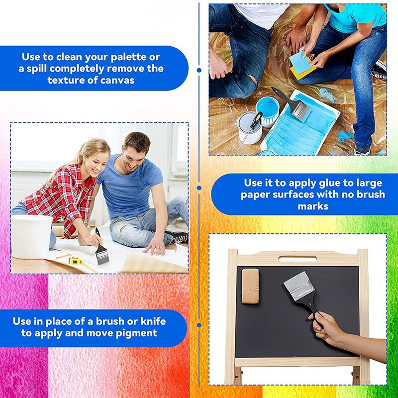 Silikono spalvos formavimo šepetys Platus tvirtas plokščias silikoninis dažų šepetys Lankstus akrilo ir vandens pagrindo dažymo įrankis