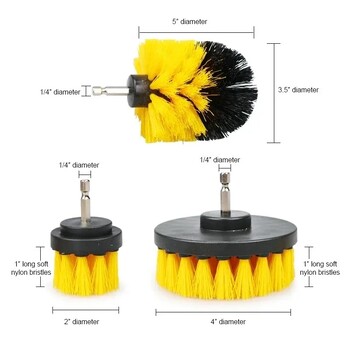 3 τμχ Σετ Power Scrubber Brush For Brush Drill Scrubber Brush for Cleaning Cordless Drill Attachment Kit Power Scrub Brush