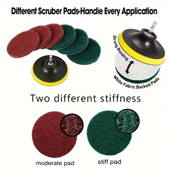 8 τεμ. Τρυπάνι Power Brush Scrubber Pads Scribber πλακιδίων Σετ καθαρισμού για μπάνιο Κουζίνας καθαρισμού Ηλεκτρικό Scrubber Pads