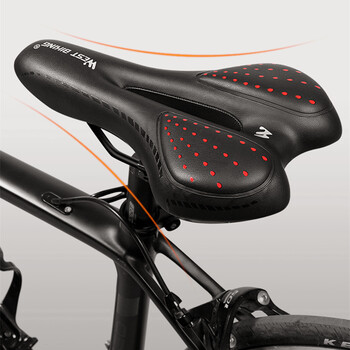 WEST BIKING MTB Σέλα ποδηλάτου Mountain Road Bike Seat PU Δερμάτινο ποδηλατικό μαξιλάρι Άνετη σέλα ποδηλάτου με γεμάτη κραδασμούς