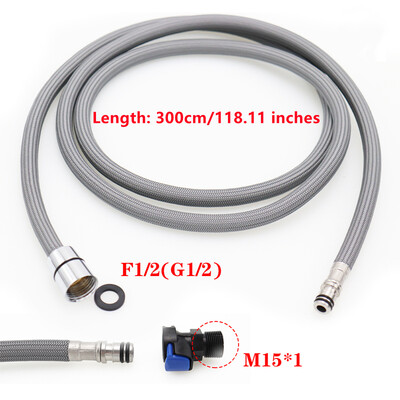 180/300cm F1/2 M15*1 Zamjensko crijevo za slavinu Brzo spojno crijevo za izvlačenje Najlonska cijev za crijevo Sivi/crni tuš Kuhinjski dodaci