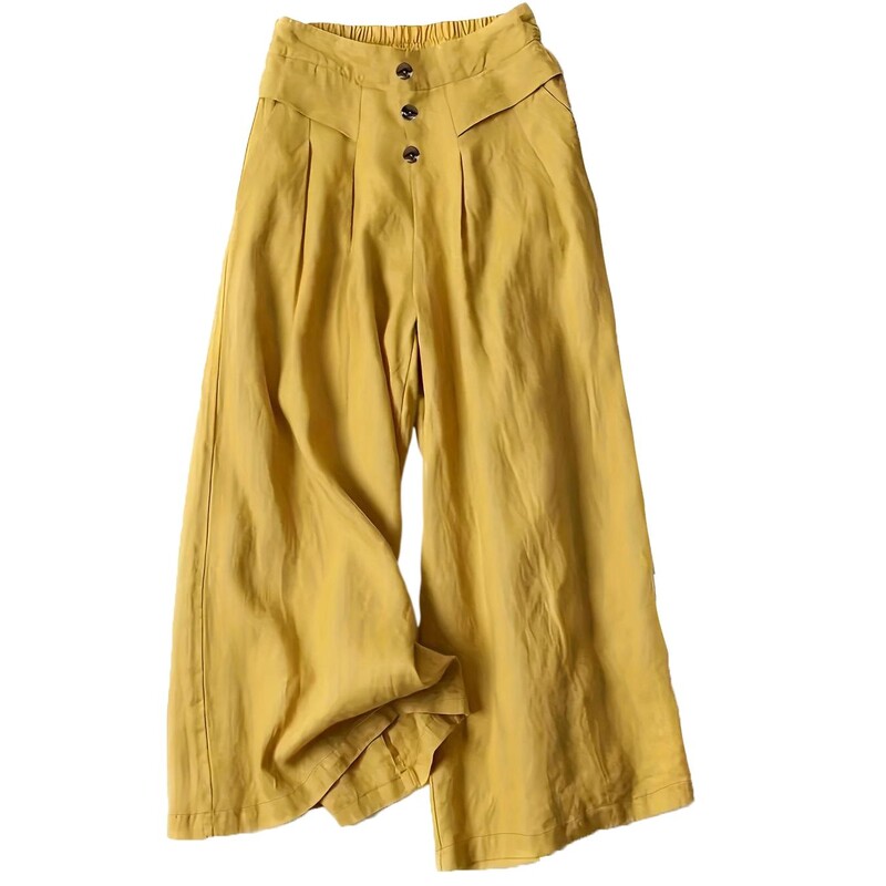 Tugevad nööbiga laiad püksid, vabaaja püksid kevadeks ja suveks, naiste riided