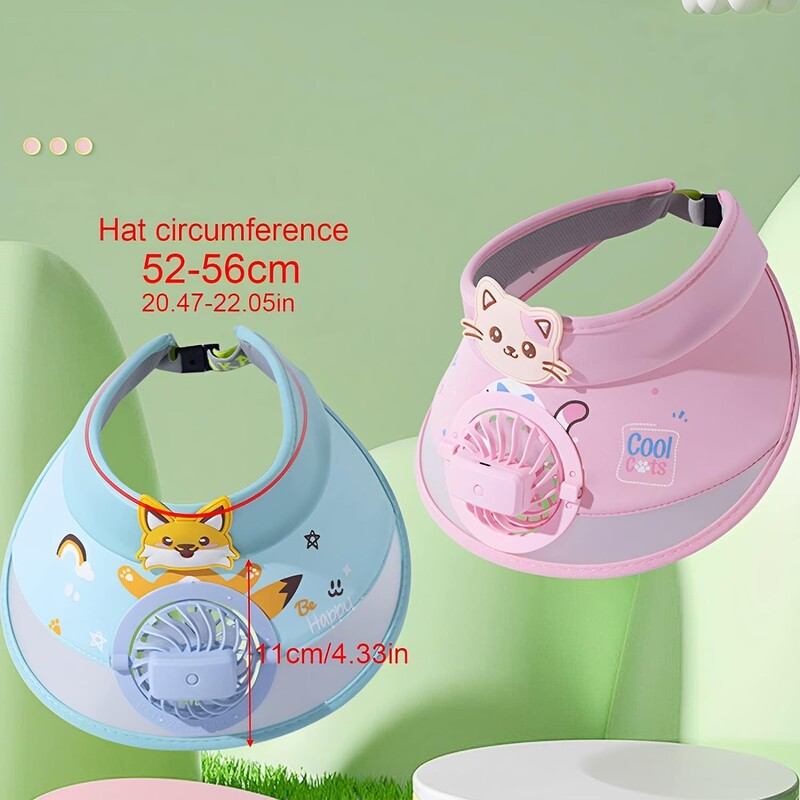 Päikesevisir koos ventilaatoriga lastele Päikesesirmi müts koos ventilaatoriga ventilaatoriga 3 käiguga tuulekiirus ja USB laetav suure ala päikesekaitse