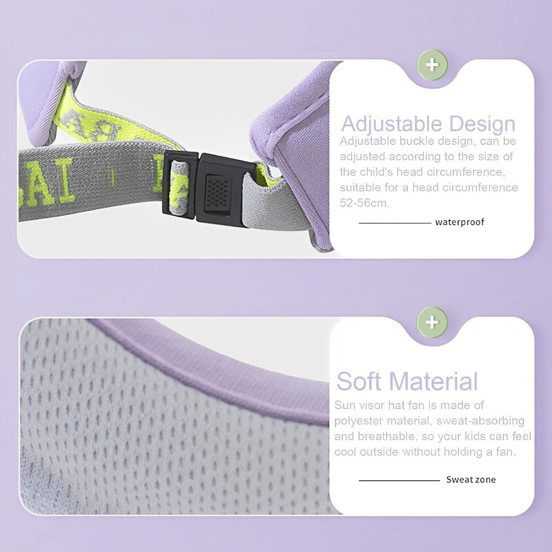 Päikesevisir koos ventilaatoriga lastele Päikesesirmi müts koos ventilaatoriga ventilaatoriga 3 käiguga tuulekiirus ja USB laetav suure ala päikesekaitse