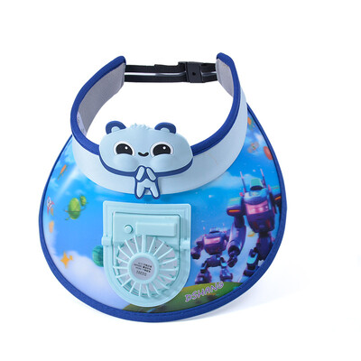 Laste päikesemüts koos ventilaatoriga, suur päikesekaitse, reguleeritav laste päikesekaitsemüts õues USB ventilaator päikesemüts Multifilm beebivisiirid