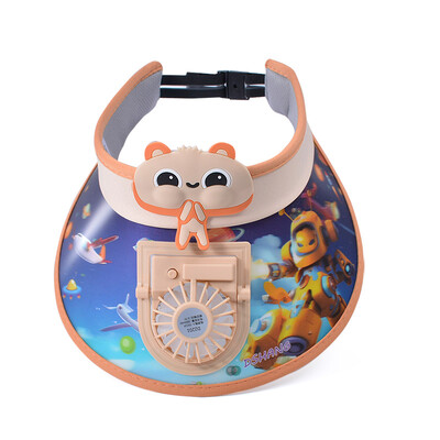 Laste päikesemüts koos ventilaatoriga, suur päikesekaitse, reguleeritav laste päikesekaitsemüts õues USB ventilaator päikesemüts Multifilm beebivisiirid