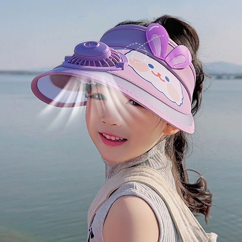 Suvine päikesemüts lastele Poistele Tüdrukutele Päikesekaitsemütsid ventilaatoriga Cartoon Outdoors USB laadimisventilaatori päikesekaitse