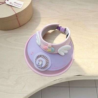 Korea beebimüts ventilaatoriga multifilmi päikesemüts poistele tüdrukutele rannareisid lastele rannamüts Reguleeritavad päikesekaitsetarvikud