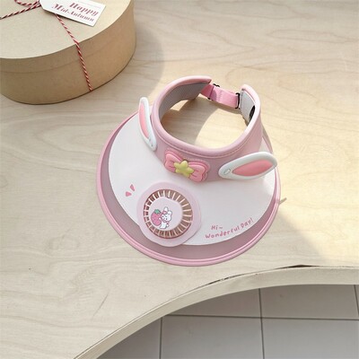 Korea beebimüts ventilaatoriga multifilmi päikesemüts poistele tüdrukutele rannareisid lastele rannamüts Reguleeritavad päikesekaitsetarvikud