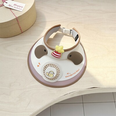 Korea beebimüts ventilaatoriga multifilmi päikesemüts poistele tüdrukutele rannareisid lastele rannamüts Reguleeritavad päikesekaitsetarvikud