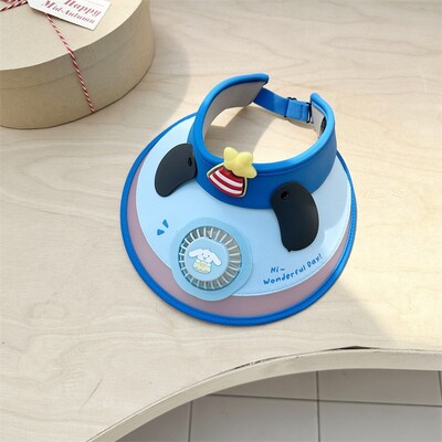 Korea beebimüts ventilaatoriga multifilmi päikesemüts poistele tüdrukutele rannareisid lastele rannamüts Reguleeritavad päikesekaitsetarvikud