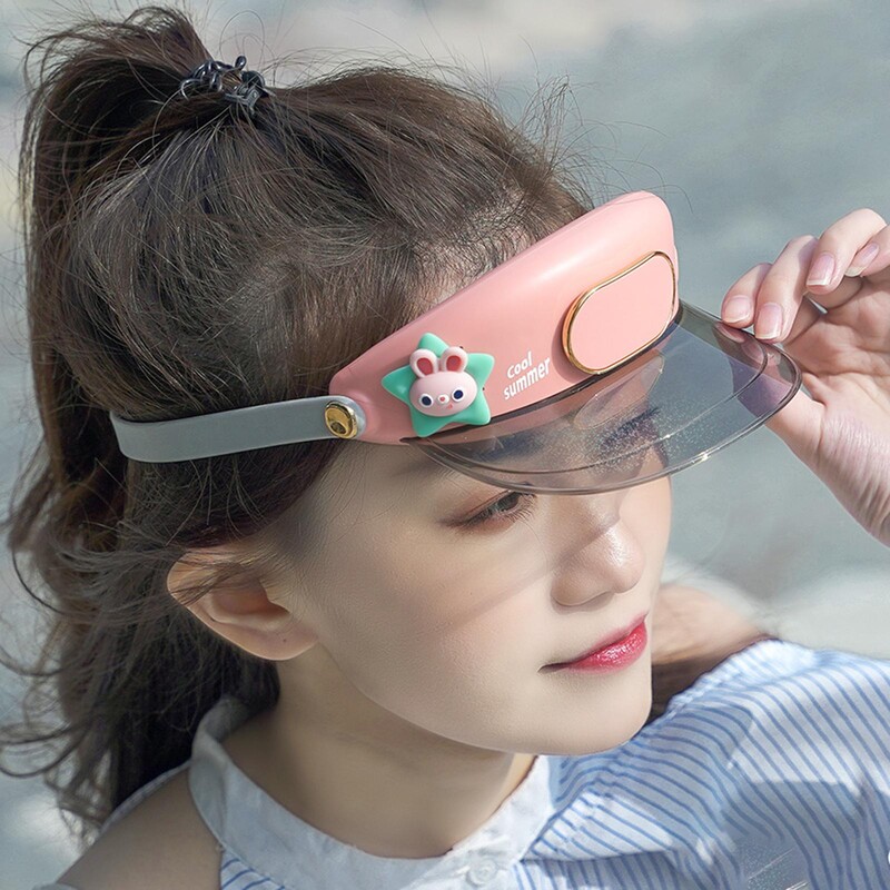 Jahutusventilaatorimüts visiiriga reguleeritava pea ümbermõõduga lastele Kaasaskantav telkimis miniventilaator USB-müts Ventilaator jahutus suveks