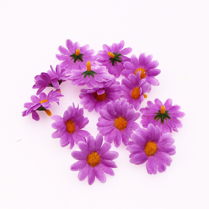 Cross Border 4cm 50 Siidlilled Mitmevärviline päevalill Väike krüsanteem Kunstlill DIY Aksessuaarid Pulmade kodukaunistus