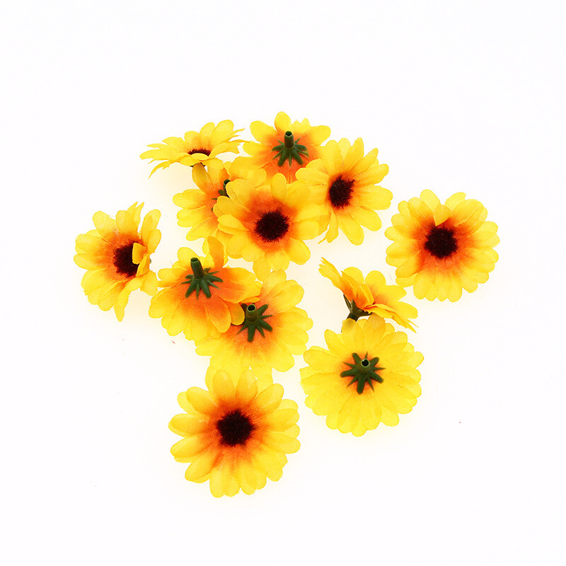 Cross Border 4cm 50 Siidlilled Mitmevärviline päevalill Väike krüsanteem Kunstlill DIY Aksessuaarid Pulmade kodukaunistus