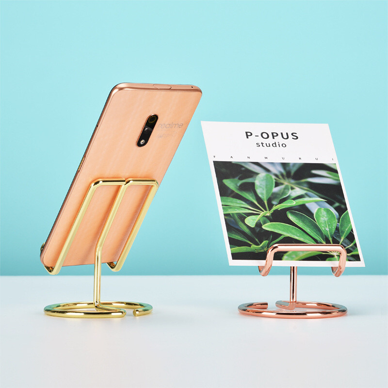 Mobiiltelefoni alus Kuldne raudplaat Lazy Stand tahvelarvuti tugiklamber Nordic fotoraami fotokaardihoidja
