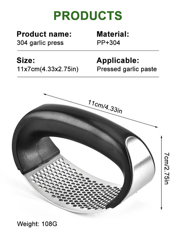 Nerūdijančio plieno česnako spaudimo smulkintuvas Rankinis česnako smulkintuvas Česnako pjaustymo įrankis Vaisiai Daržovės Įrankiai Virtuvės priedai Įtaisas