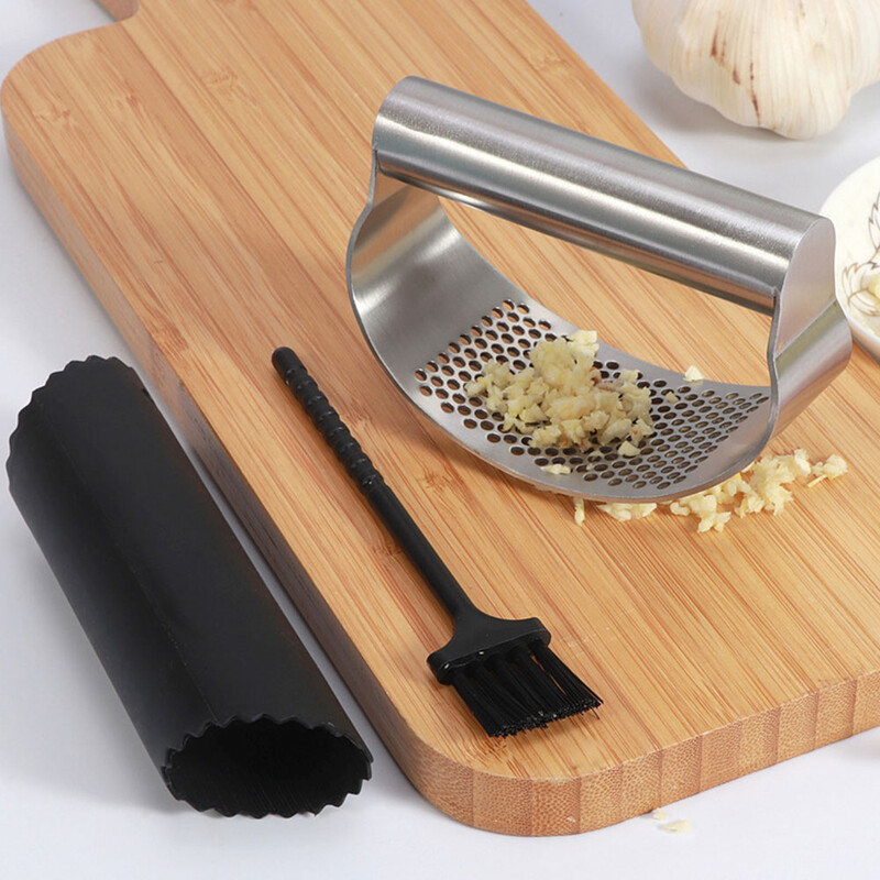 Nerūdijančio plieno česnako spaudimo smulkintuvas Rankinis česnako smulkintuvas Česnako pjaustymo įrankis Vaisiai Daržovės Įrankiai Virtuvės priedai Įtaisas