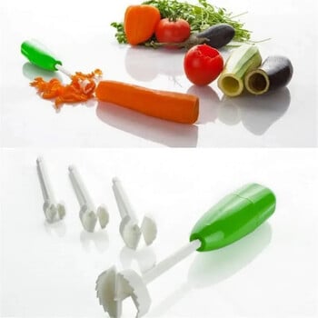 4 в 1 Fruit Vegetable Corer Спирала за копаене Vege Дрелка Veggie Corkscrew Carver с 4 бр. Сменяема глава Спирализатор Режещ инструмент