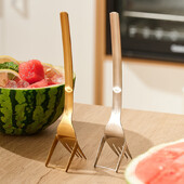 Kreativni nož za lubenicu Vilica 2 u 1 Zlatni alati za rezanje voća od nehrđajućeg čelika Praktična naprava za dom Kuhinjski pribor