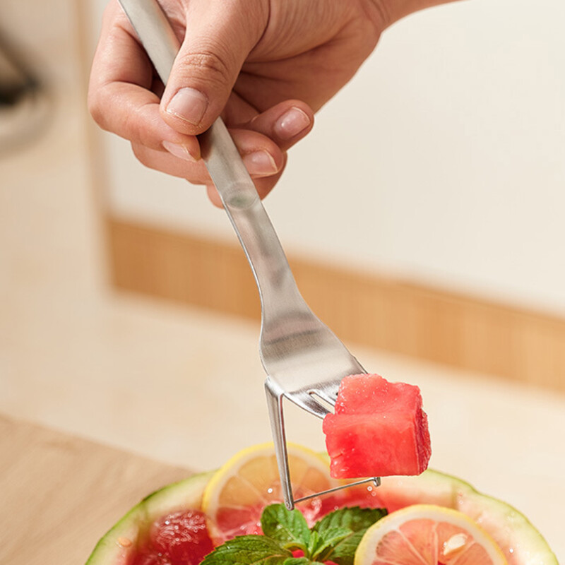Kreativni nož za lubenicu Vilica 2 u 1 Zlatni alati za rezanje voća od nehrđajućeg čelika Praktična naprava za dom Kuhinjski pribor