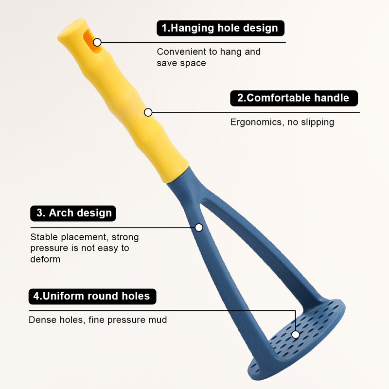 Rankinis plastikinis bulvių grūstuvas Ergonomiška rankena Daugiafunkcis bulvių smulkintuvas, skirtas bulvių morkų moliūgams