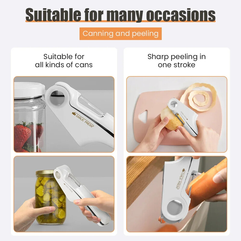 4 viename daugiafunkcis česnako presas rankinis virtuvės virimo daržovės imbiero ekstruderis vaisių bulvių skustukas atidarytuvo įrankiai