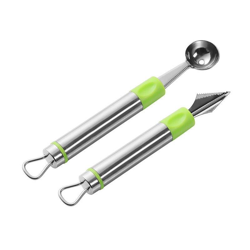 Dvigubos galvutės nerūdijančio plieno drožyba peilis vaisius arbūzas ledų baleris kaušeliai šaukštai namų prietaisai virtuvės priedai