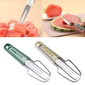 Nerūdijančio plieno arbūzų pjaustytuvų rinkinys – 3 viename vaisių drožimo peilis, meliono šakutė ir pjaustymo įrankis, skirtas stovyklavimo virtuvės reikmenims