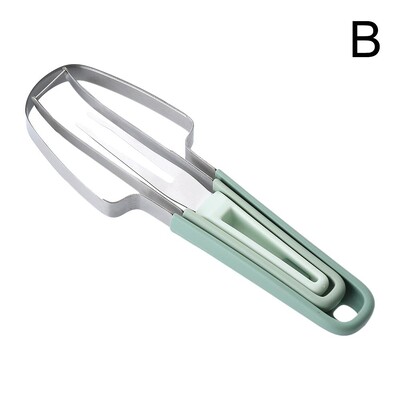 Nerūdijančio plieno arbūzų pjaustytuvų rinkinys – 3 viename vaisių drožimo peilis, meliono šakutė ir pjaustymo įrankis, skirtas stovyklavimo virtuvės reikmenims