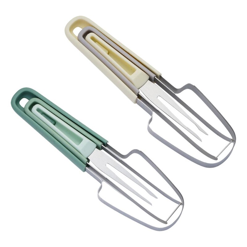 Nerūdijančio plieno arbūzų pjaustytuvų rinkinys – 3 viename vaisių drožimo peilis, meliono šakutė ir pjaustymo įrankis, skirtas stovyklavimo virtuvės reikmenims