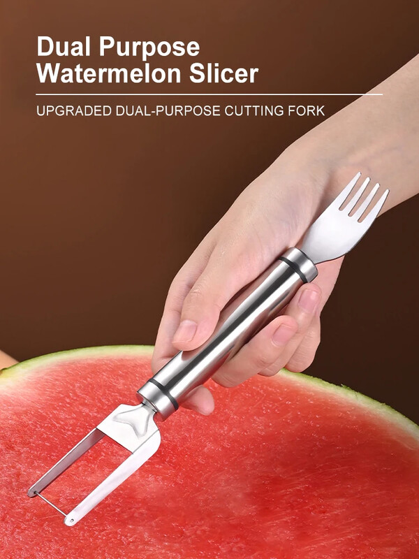 Daugiafunkcinis arbūzų pjaustyklės nerūdijančio plieno pjaustytas arbūzo šakutė Kūrybiniai pjaustymo įrankiai vaisių pjaustyklės šakutės virtuvės įtaisai
