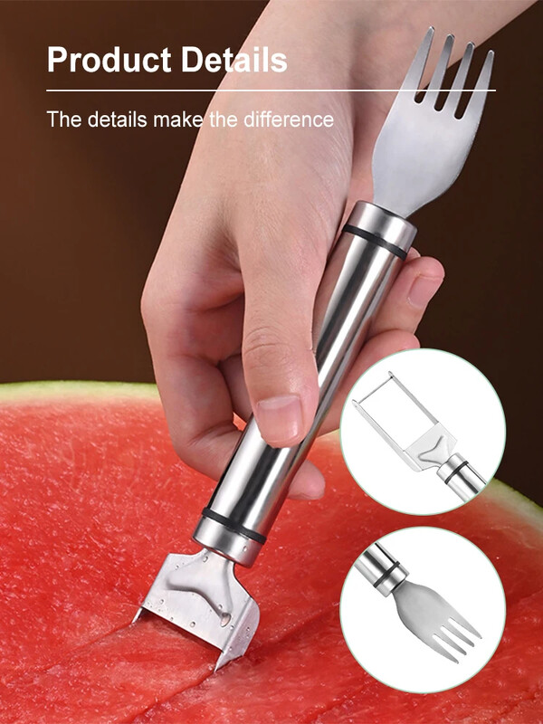 Daugiafunkcinis arbūzų pjaustyklės nerūdijančio plieno pjaustytas arbūzo šakutė Kūrybiniai pjaustymo įrankiai vaisių pjaustyklės šakutės virtuvės įtaisai