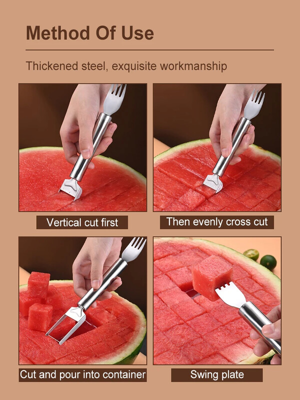 Daugiafunkcinis arbūzų pjaustyklės nerūdijančio plieno pjaustytas arbūzo šakutė Kūrybiniai pjaustymo įrankiai vaisių pjaustyklės šakutės virtuvės įtaisai