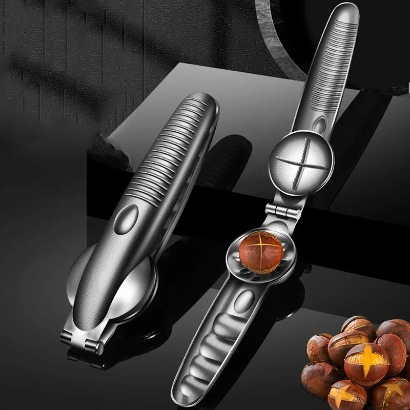 Nerūdijančio plieno kaštonų gnybtas, lukštų atidarytuvas, riešutų laužytojas, buitiniai kaštonų lupimo graikinių riešutų replės, pjaustyklės virtuvės įrankiai