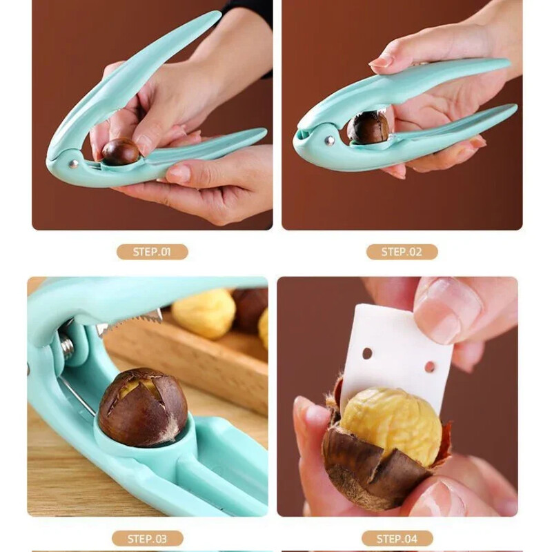 Kaštonų gnybtų atidarytuvas dantytas vidinis peilis 304 nerūdijantis plienas graikinis riešutas pekano filbertas Makadamija pistacijų riešutų skeltuvas pjaustyklės virtuvė